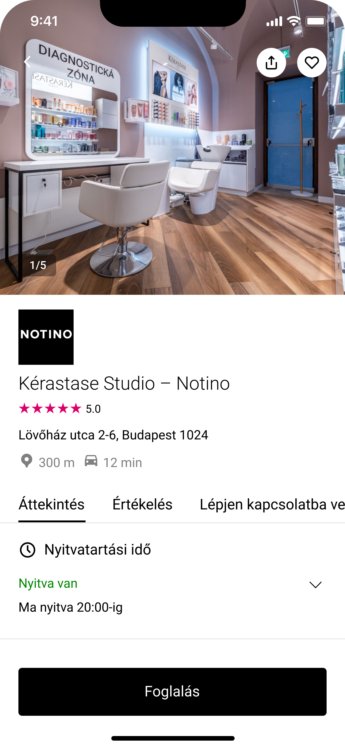 A Notino Partner alkalmazás az okostelefon kijelzőjén