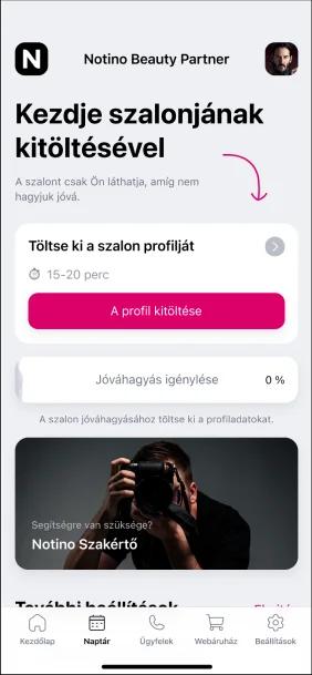 A Notino Partner alkalmazás az okostelefon kijelzőjén